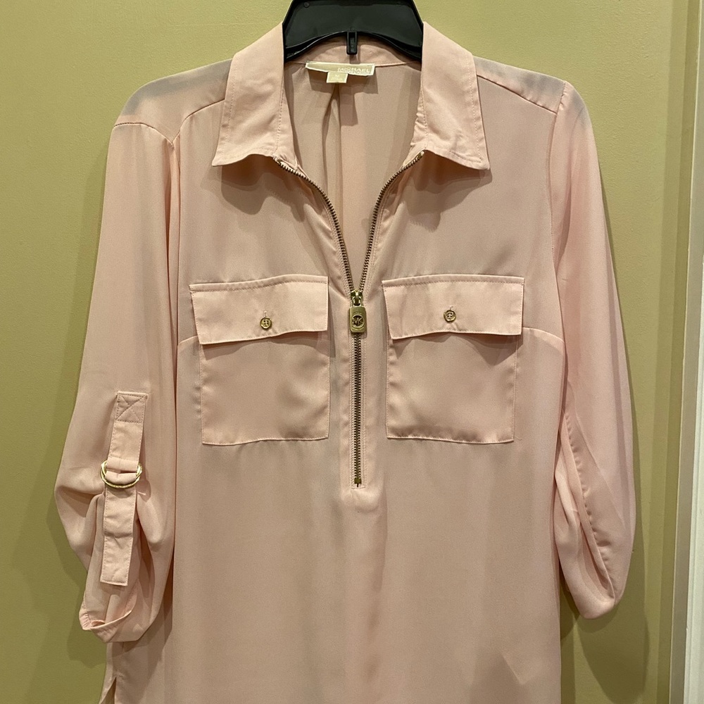 Micheal Kors pink zippered blouse